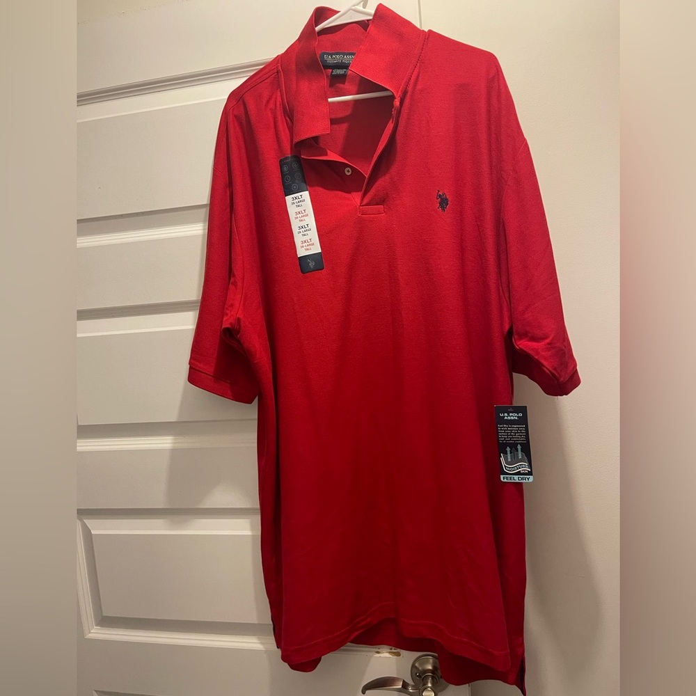 NWT. Men’s Red Polo Shirt Tall. 3XLT